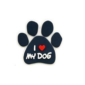 Dog Paw Print I LOVE MY DOG Black White Red Heart Croc Shoe Charm Jibbitz